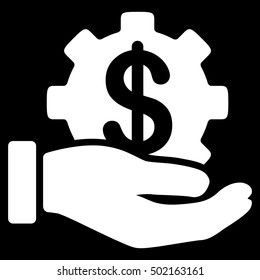 Development Service vector pictograph. Style is flat graphic symbol, white color, black background.