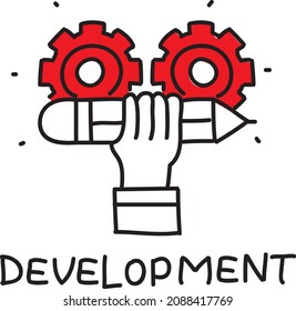 Development. Sketchy hand-drawn vector illustration.