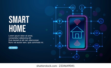 Development smart home and IOT system. Setup and configuration work scenarios internet of things in domestic house. devices controlled smartphone in network.