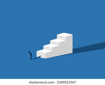 Development is a step, Businessman stands at the ladder of success