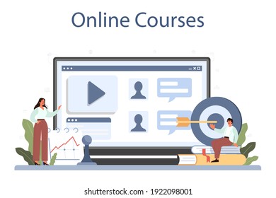 Development strategy online service or platform. Business planning. Idea of company promotion. Online course. Isolated flat illustration