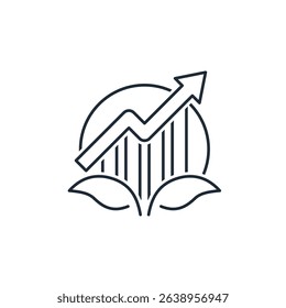 Development technology. Growth.Vector linear icon, illustration isolated on white background.