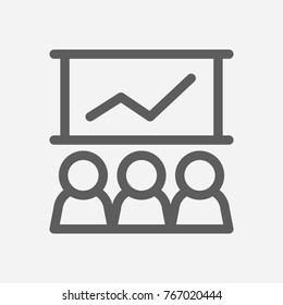 Development training classroom icon line symbol. Isolated vector illustration of training classroom icon and seminar sign concept for your web site mobile app logo UI design.