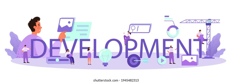 Development typographic header. Presenting content on web pages.