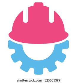 Development vector icon. Style is bicolor flat symbol, pink and blue colors, rounded angles, white background.