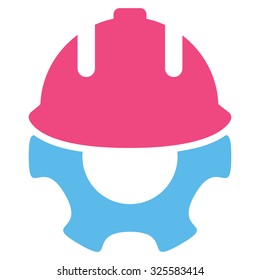 Development vector icon. Style is bicolor flat symbol, pink and blue colors, rounded angles, white background.