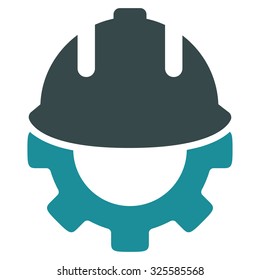 Development vector icon. Style is bicolor flat symbol, soft blue colors, rounded angles, white background.