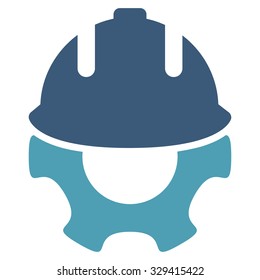 Development vector icon. Style is bicolor flat symbol, cyan and blue colors, rounded angles, white background.