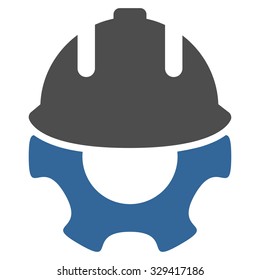 Development vector icon. Style is bicolor flat symbol, cobalt and gray colors, rounded angles, white background.