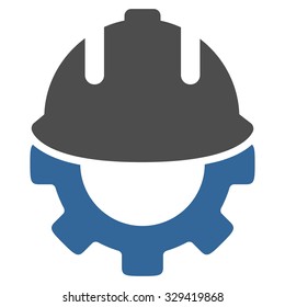 Development vector icon. Style is bicolor flat symbol, cobalt and gray colors, rounded angles, white background.