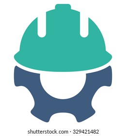 Development vector icon. Style is bicolor flat symbol, cobalt and cyan colors, rounded angles, white background.