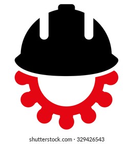 Development vector icon. Style is bicolor flat symbol, intensive red and black colors, rounded angles, white background.