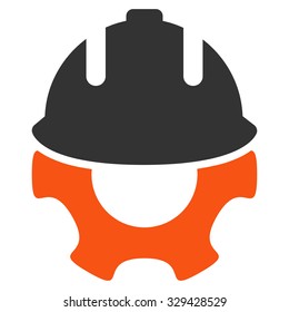 Development vector icon. Style is bicolor flat symbol, orange and gray colors, rounded angles, white background.