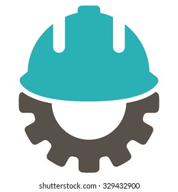 Development vector icon. Style is bicolor flat symbol, grey and cyan colors, rounded angles, white background.