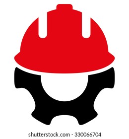 Development vector icon. Style is bicolor flat symbol, intensive red and black colors, rounded angles, white background.