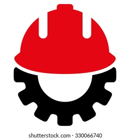 Development vector icon. Style is bicolor flat symbol, intensive red and black colors, rounded angles, white background.