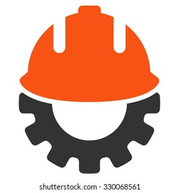 Development vector icon. Style is bicolor flat symbol, orange and gray colors, rounded angles, white background.