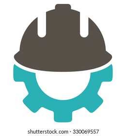 Development vector icon. Style is bicolor flat symbol, grey and cyan colors, rounded angles, white background.