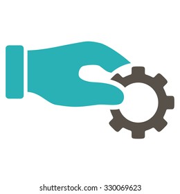 Development vector icon. Style is bicolor flat symbol, grey and cyan colors, rounded angles, white background.