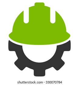 Development vector icon. Style is bicolor flat symbol, eco green and gray colors, rounded angles, white background.