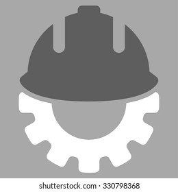 Development vector icon. Style is bicolor flat symbol, dark gray and white colors, rounded angles, silver background.