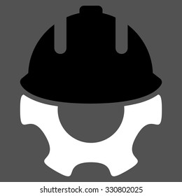 Development vector icon. Style is bicolor flat symbol, black and white colors, rounded angles, gray background.