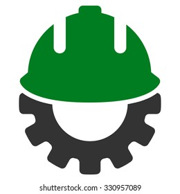 Development vector icon. Style is bicolor flat symbol, green and gray colors, rounded angles, white background.