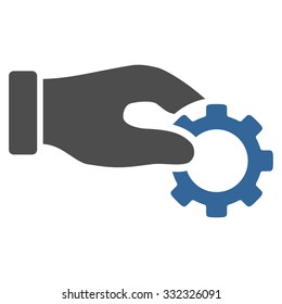 Development vector icon. Style is bicolor flat symbol, cobalt and gray colors, rounded angles, white background.