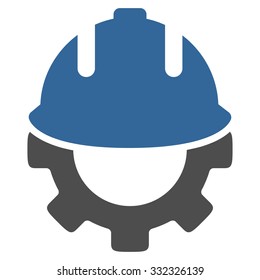 Development vector icon. Style is bicolor flat symbol, cobalt and gray colors, rounded angles, white background.