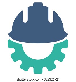 Development vector icon. Style is bicolor flat symbol, cobalt and cyan colors, rounded angles, white background.