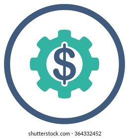 Development vector icon. Style is bicolor flat circled symbol, cobalt and cyan colors, rounded angles, white background.