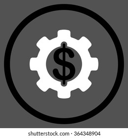 Development vector icon. Style is bicolor flat circled symbol, black and white colors, rounded angles, gray background.