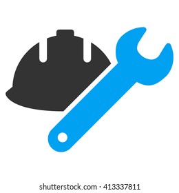 Development vector icon. Style is bicolor flat icon symbol, blue and gray colors, white background.