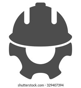 Development vector icon. Style is flat symbol, gray color, rounded angles, white background.