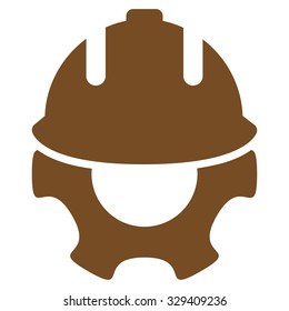 Development vector icon. Style is flat symbol, brown color, rounded angles, white background.