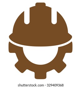 Development vector icon. Style is flat symbol, brown color, rounded angles, white background.