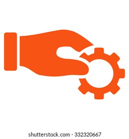 Development vector icon. Style is flat symbol, orange color, rounded angles, white background.
