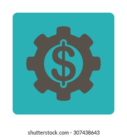 Development vector icon. This flat rounded square button uses grey and cyan colors and isolated on a white background.