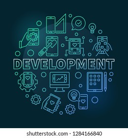 Development vector round modern concept linear illustration on dark background