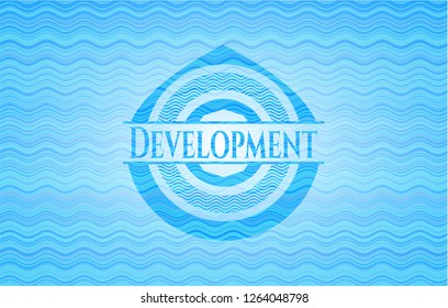 Development water wave representation emblem background.
