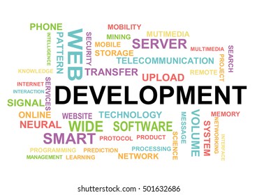 Development word cloud. Information Technology Concept Word Cloud. 
