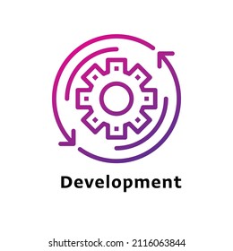 Development written black color with amazing purple gradient icon