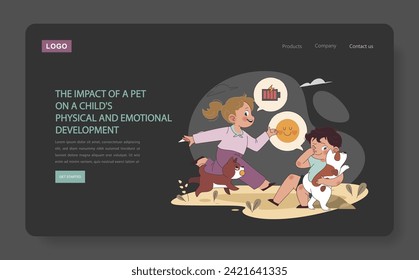 Developmental Bonds concept. Joyful play with a pet enhances a child's physical and emotional growth, fostering a nurturing bond.