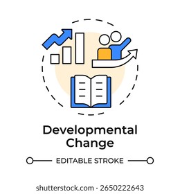 Developmental change multi color concept icon. Enhancing existing processes. Type of organizational transformation. Round shape line illustration. Abstract idea. Graphic design. Easy to use