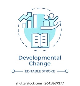 Developmental change soft blue concept icon. Enhancing existing processes. Type of organizational transformation. Round shape line illustration. Abstract idea. Graphic design. Easy to use