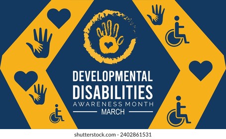 Developmental Disabilities awareness month is observed every year in March, Holiday, poster, card and background vector illustration design.