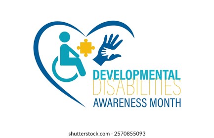 Developmental Disabilities awareness month is observed every year in March. increase awareness about the needs and potential of individuals with developmental disabilities. Banner poster background.