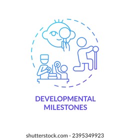 Developmental milestones blue gradient concept icon. Baby development. Physical exam. Pediatric doctor. Baby growth. Infant care abstract idea thin line illustration. Isolated outline drawing