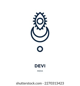 devi icon from india collection. Thin linear devi, goddess, beautiful outline icon isolated on white background. Line vector devi sign, symbol for web and mobile