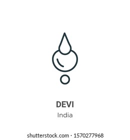 Devi outline vector icon. Thin line black devi icon, flat vector simple element illustration from editable india concept isolated on white background